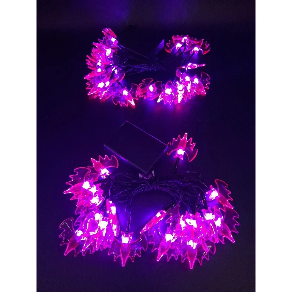 2 Sets Halloween PURPLE BATS String Lights 20 Lights EACH-Battery Operated *READ